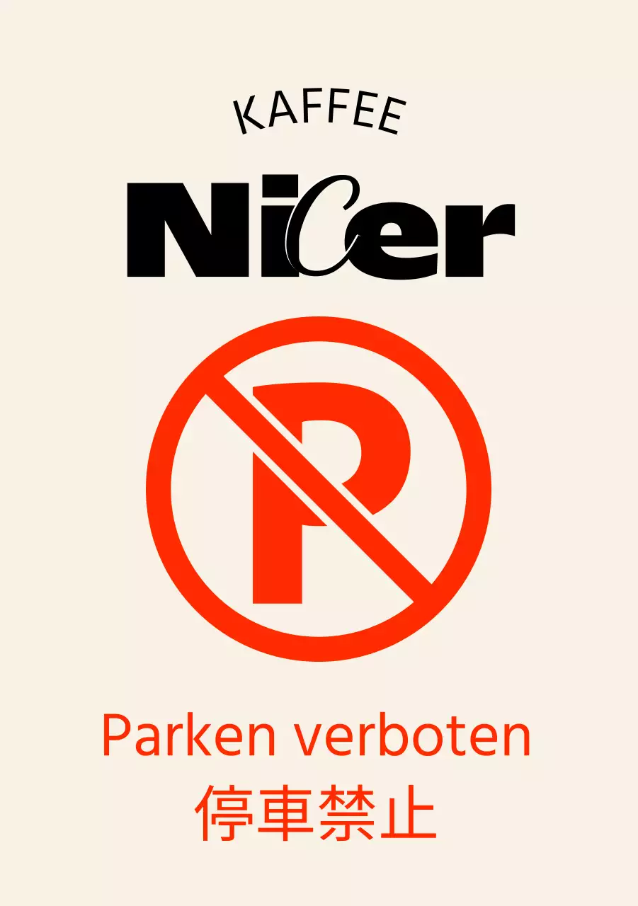 Keine Parkplatzbeschilderung in einem modernen, angesagten Café