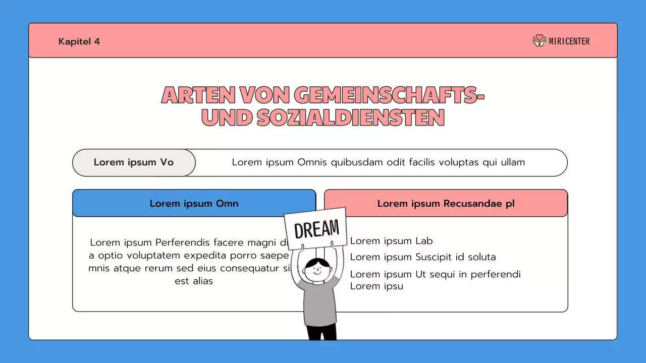 Eine niedliche blaue und rosafarbene Einführung in den Zivildienst