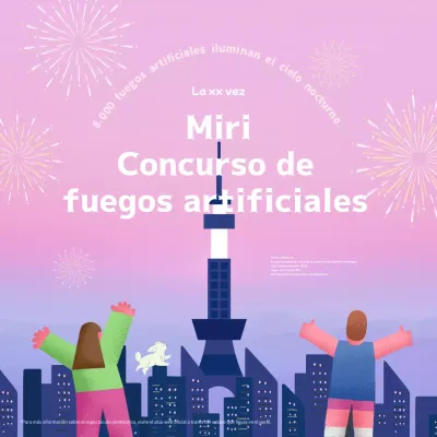 Bonito PR rosa y azul marino para celebrar un espectáculo de fuegos artificiales.