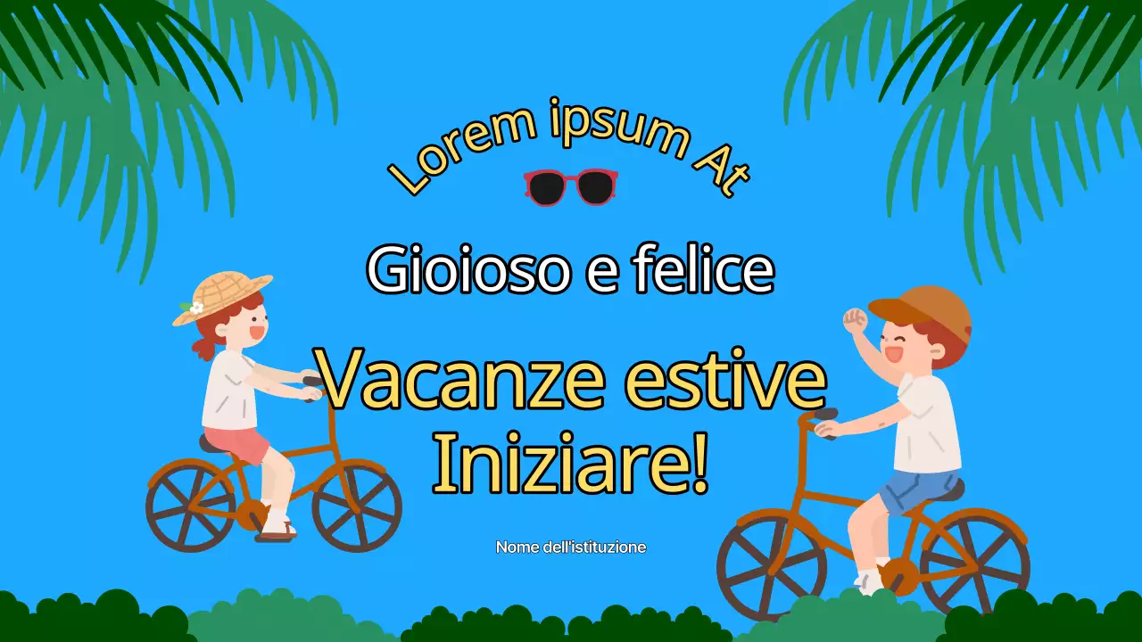 Risorse didattiche blu e gialle in stile scuola estiva