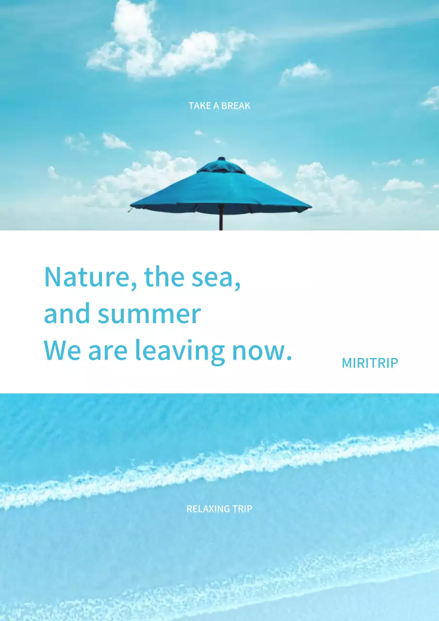 Poster quảng cáo mùa hè tối giản màu xanh