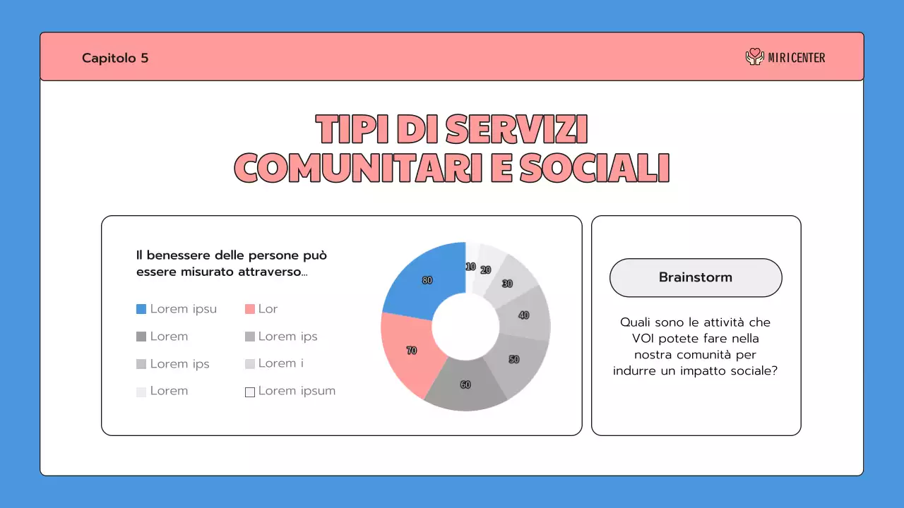 Una simpatica introduzione al servizio comunitario in blu e rosa