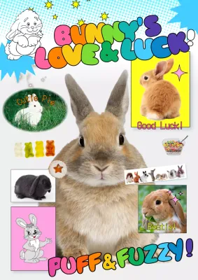 Rainbow Playful Bunny Poster
