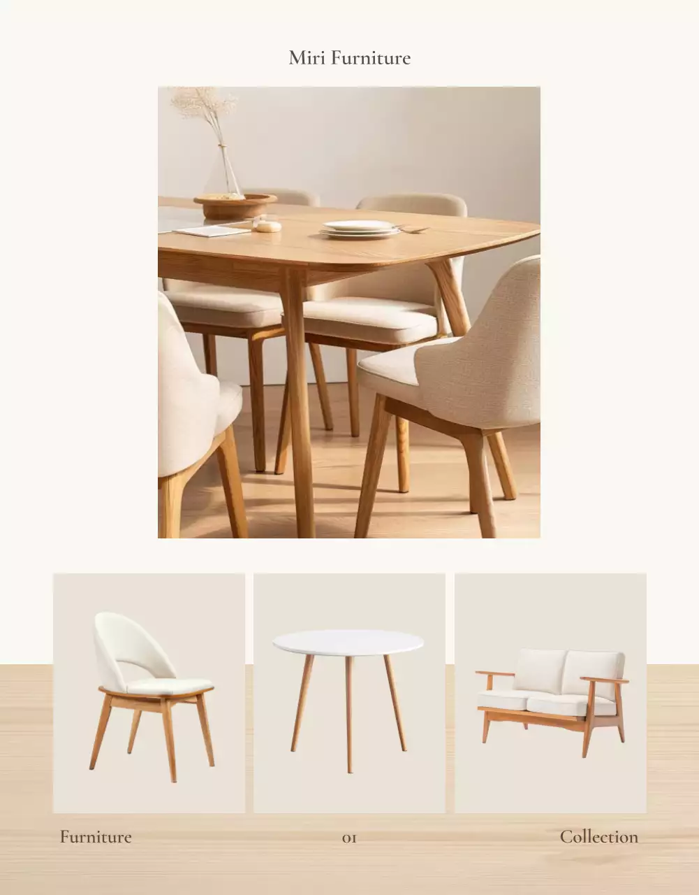 갈색과 베이지색의 심플한 가구 사진 레이아웃 홍보