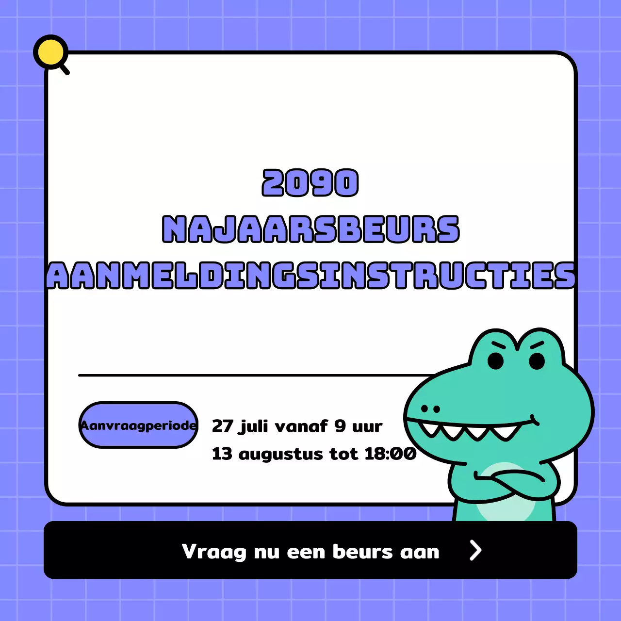 Een kitscherige groene en paarse beursaanvraag promoten