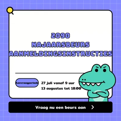 Een kitscherige groene en paarse beursaanvraag promoten