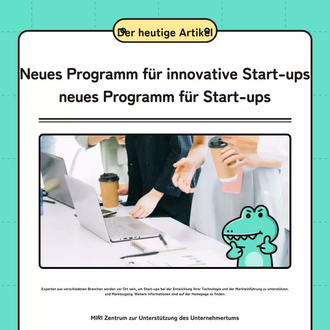 Werbung für ein kitschiges Presseprogramm in Chartreuse und Weiß