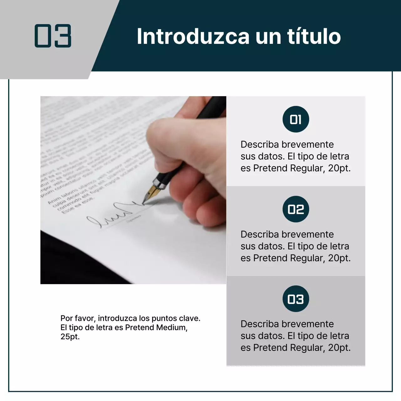 Una carta de presentación sencilla en azul marino y gris