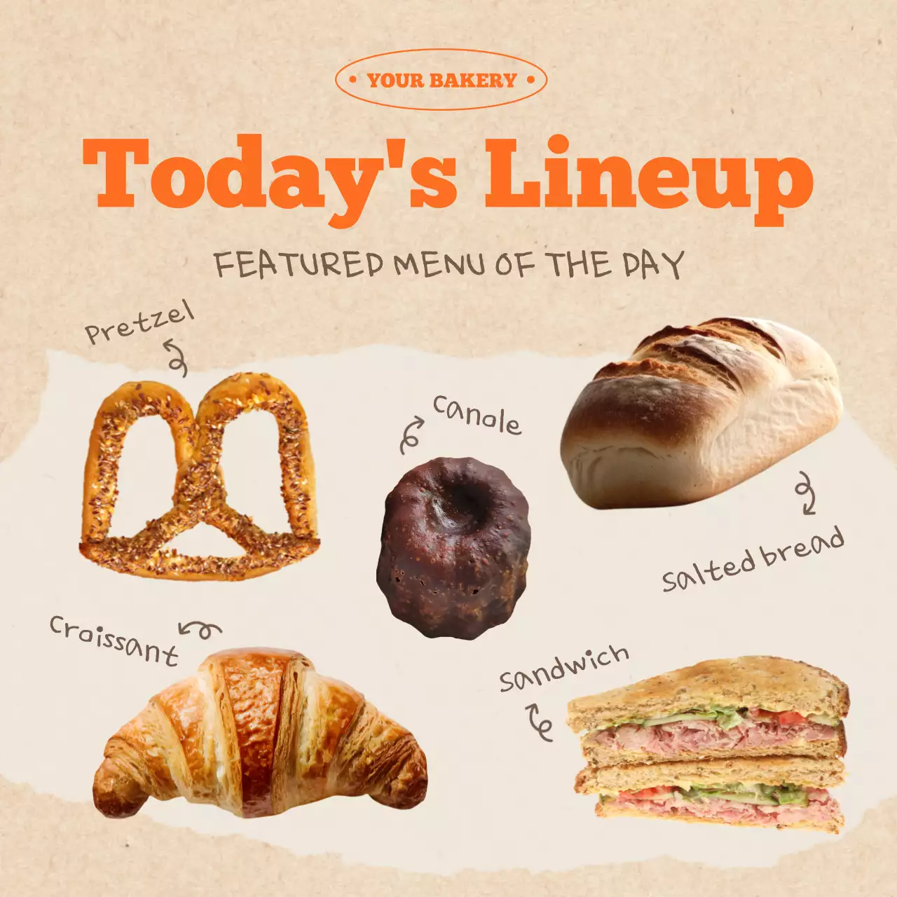 Beige Rustic Bakery Menu Social Media Post