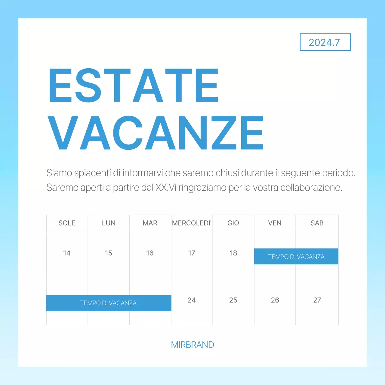 Guida blu alle vacanze semplici.