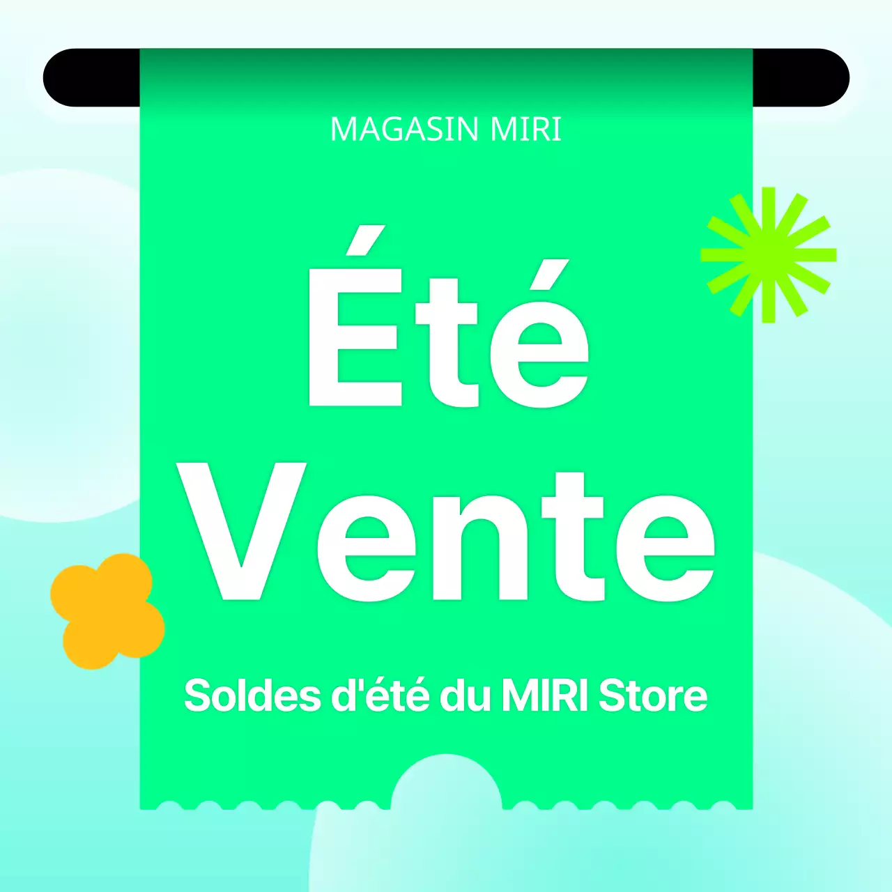 Promouvoir une vente d'été moderne en bleu clair et chartreuse