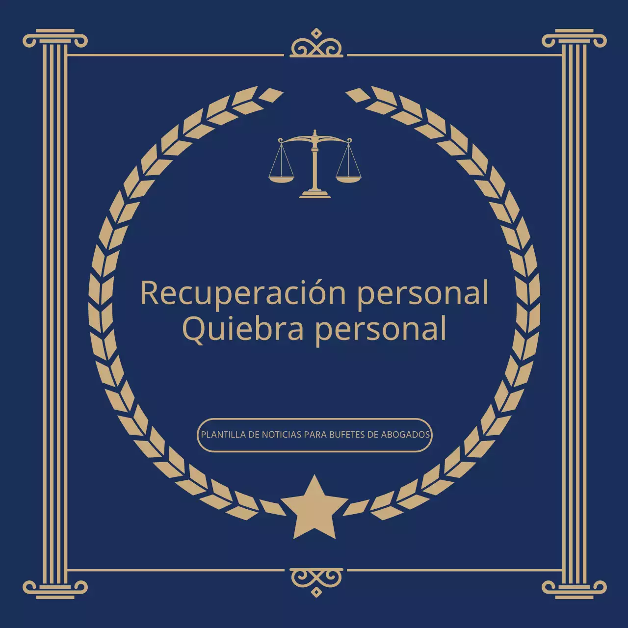 Promoción de un bufete de abogados con clase en azul marino y dorado