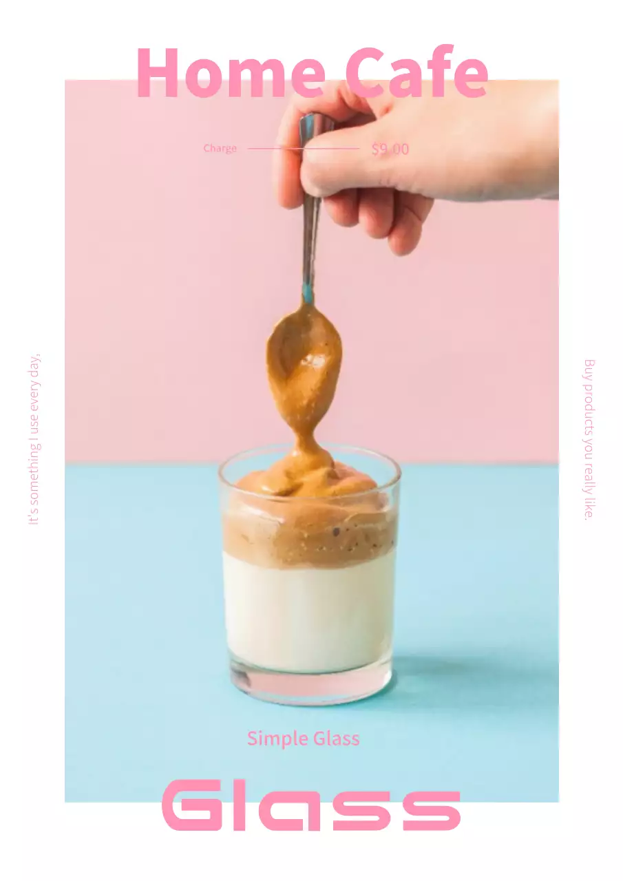 Poster quảng cáo cà phê tối giản màu hồng