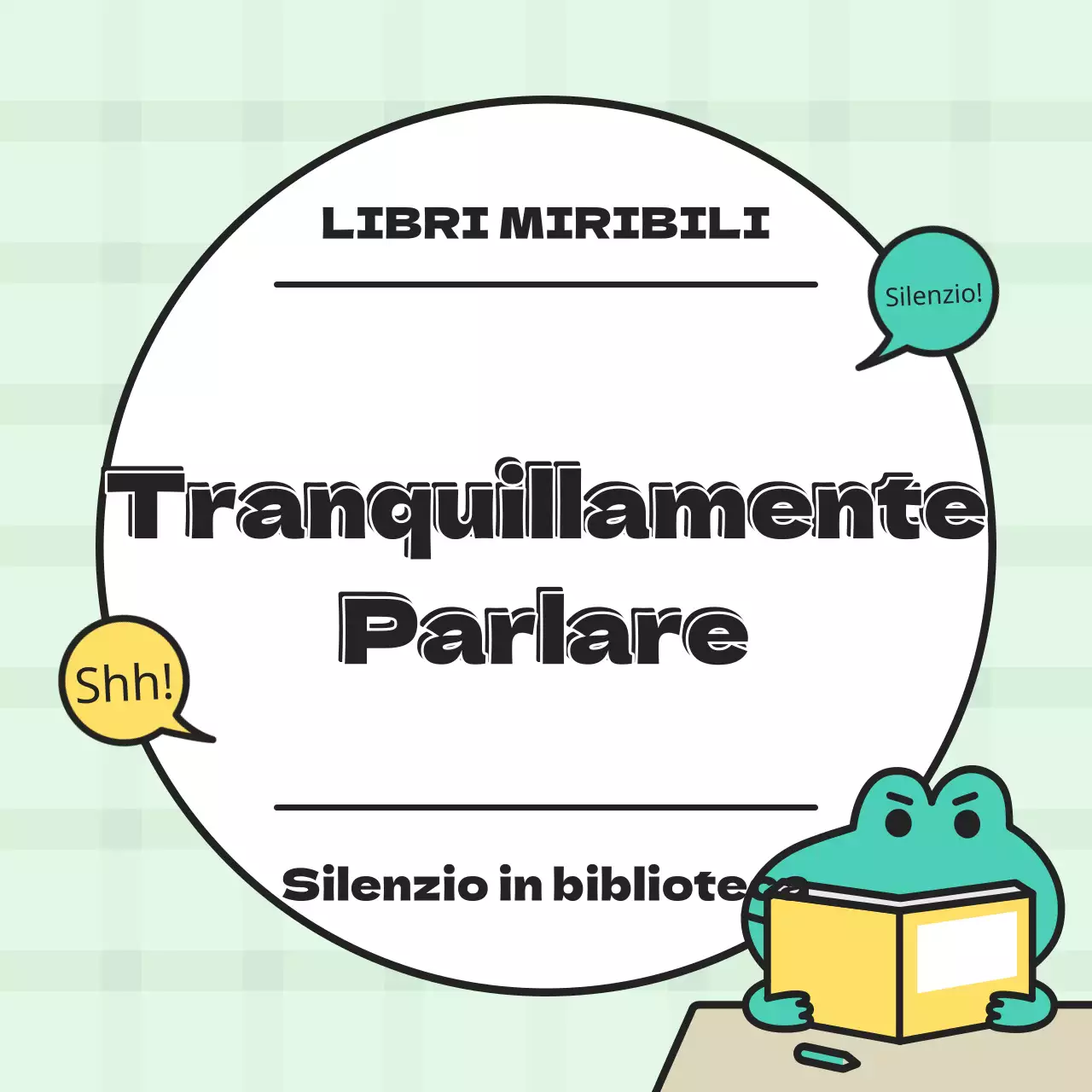 Annunci kitsch sulle regole della biblioteca in bianco e menta