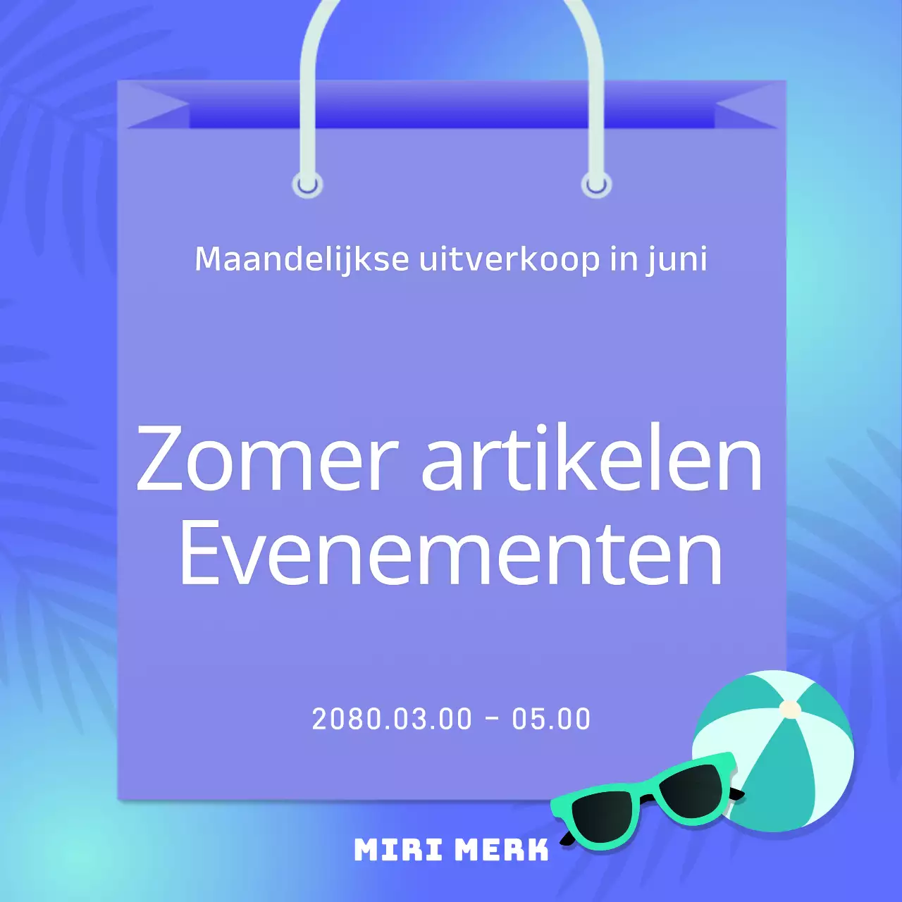 Promoot een moderne zomeruitverkoop in lichtblauw en chartreuse