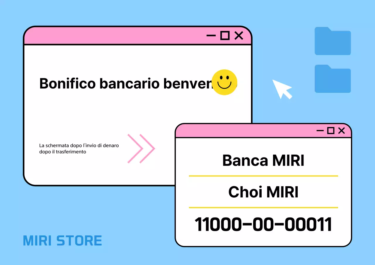 Un simpatico annuncio di addebito diretto azzurro e rosa