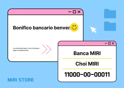 Un simpatico annuncio di addebito diretto azzurro e rosa