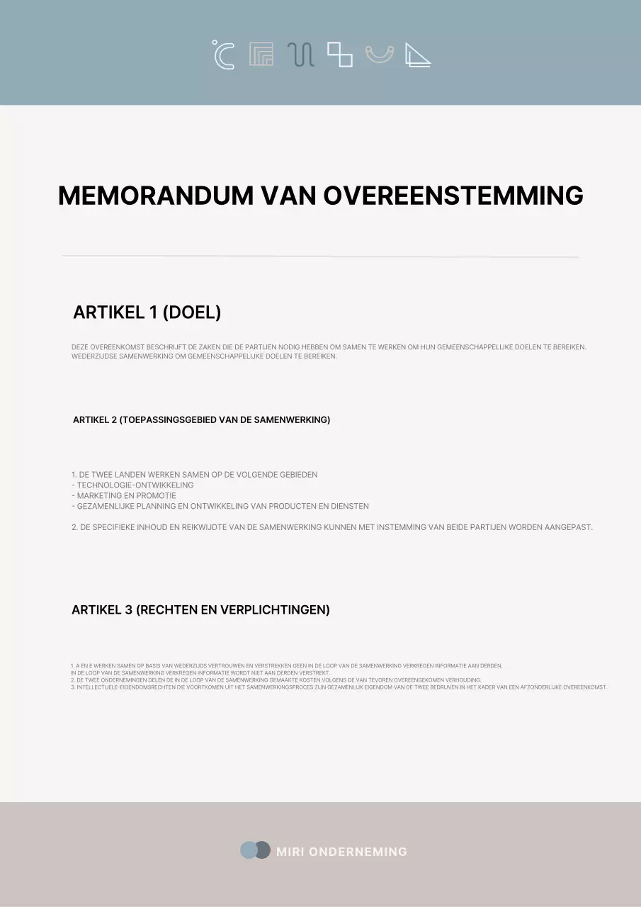 Een eenvoudig zakelijk briefpapierpakket in lichtblauw en beige