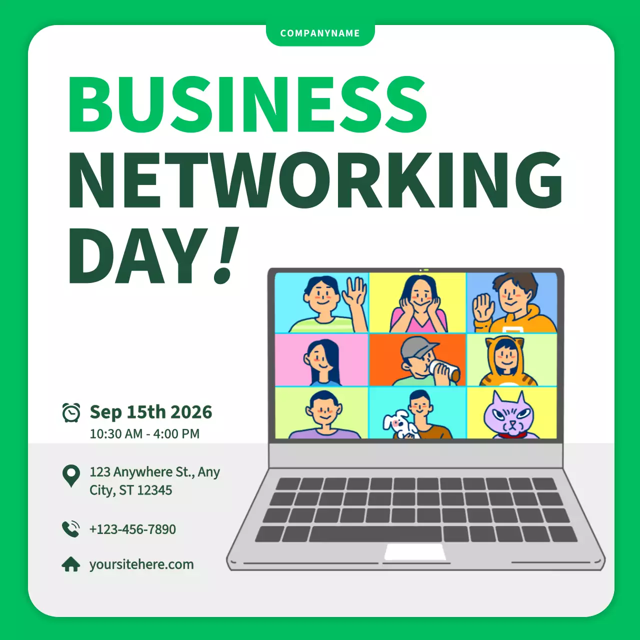 그린 모던 비즈니스 이벤트 소셜 미디어 게시물