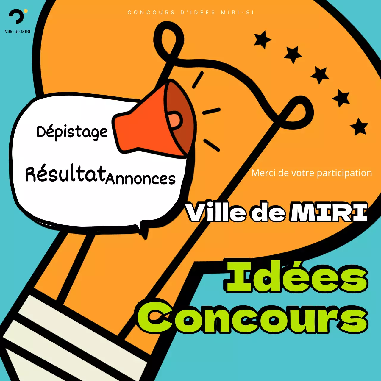 Annonce des résultats d'un concours pop-artistique en bleu clair et orange