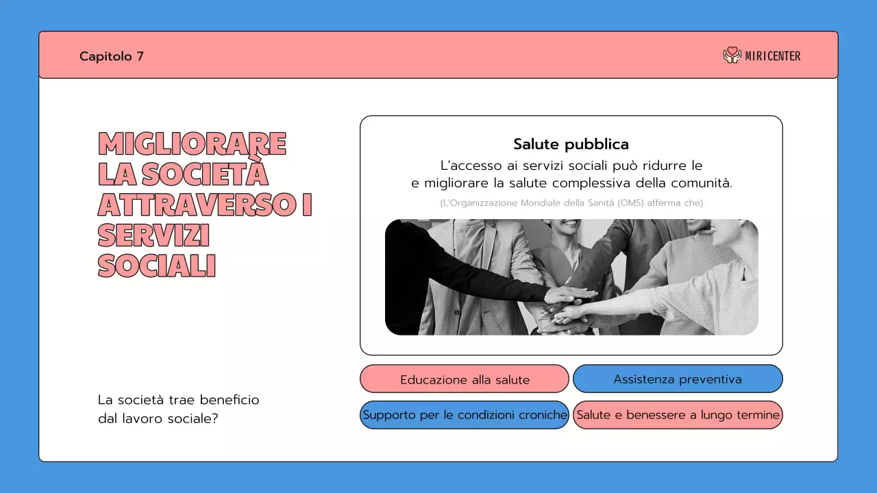 Una simpatica introduzione al servizio comunitario in blu e rosa