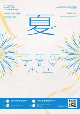 Promocione los festivales de verano con un sencillo concepto azul y amarillo