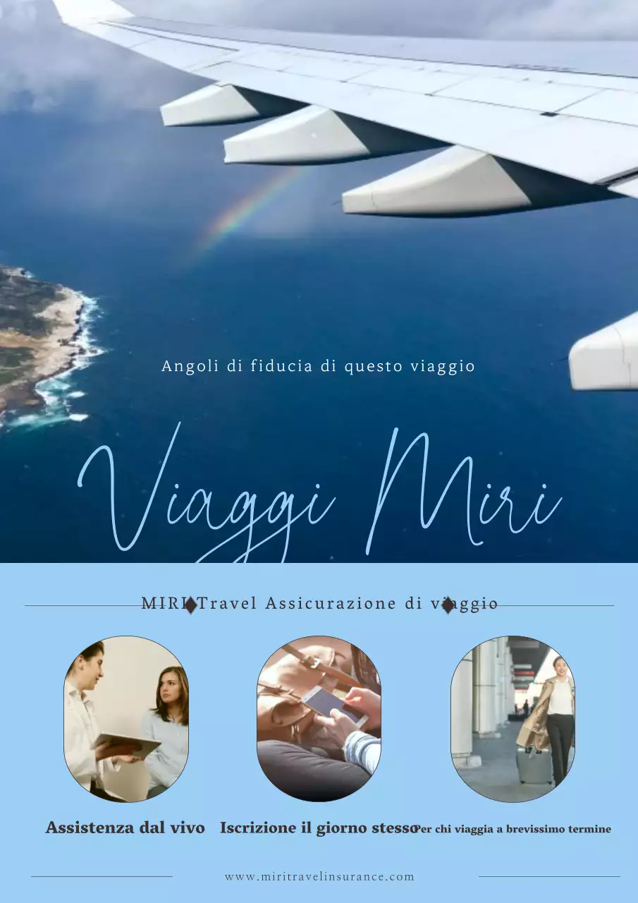 Semplice annuncio di assicurazione viaggi in azzurro e blu