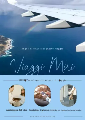 Semplice annuncio di assicurazione viaggi in azzurro e blu