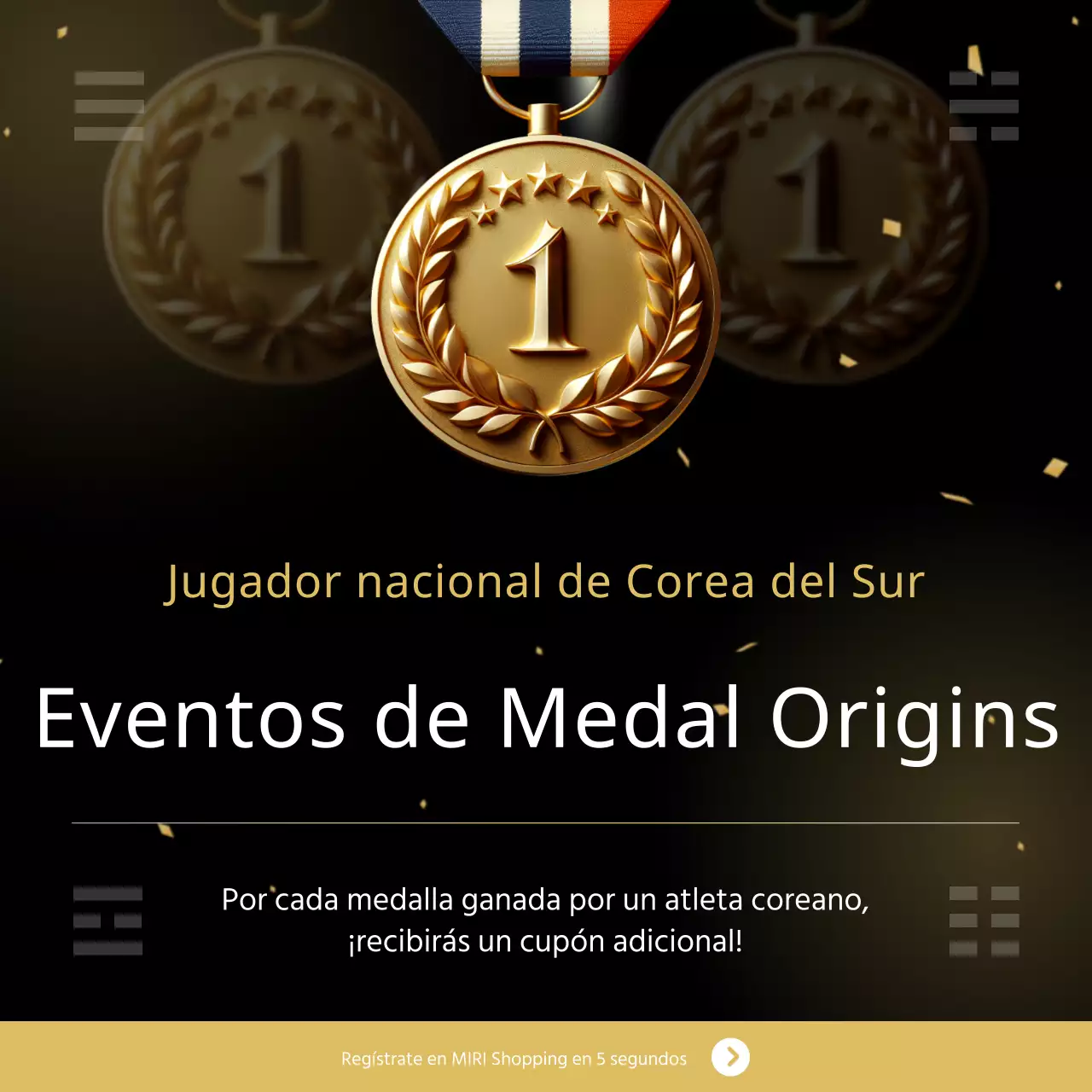 Promocione su evento con una sencilla medalla amarilla y blanca de origen evento