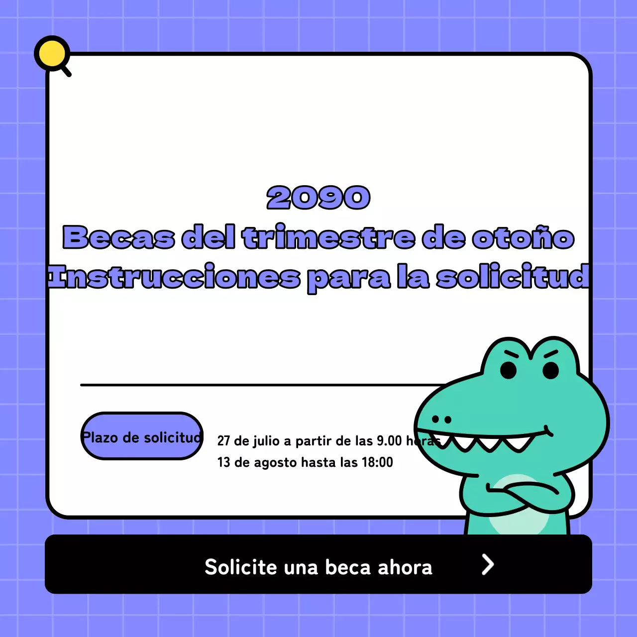 Promover una solicitud de beca kitsch verde y morada