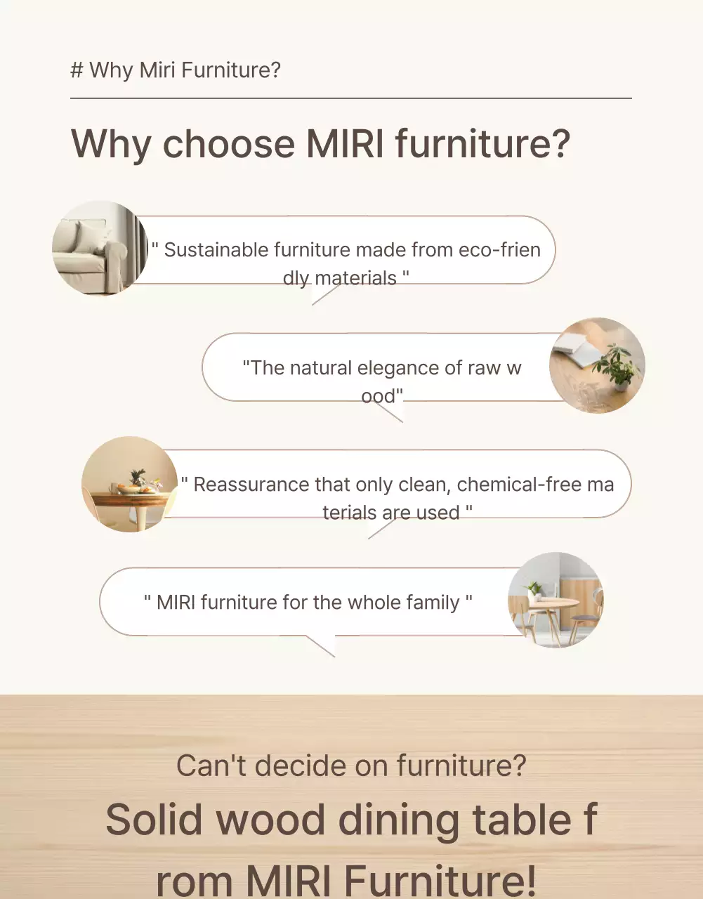 Promote a simple furniture intro in brown and beige colors