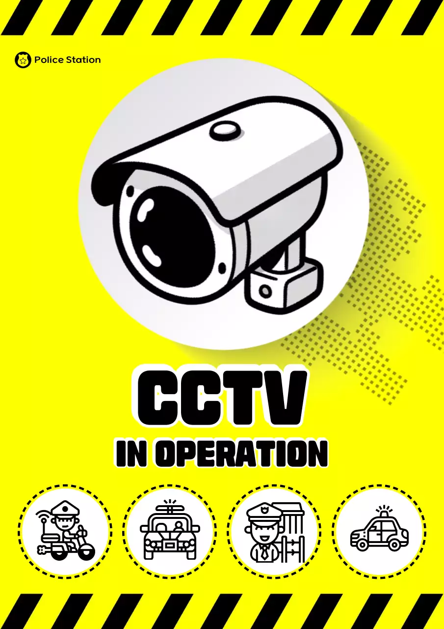 Yellow Modern Security Announcement Poster