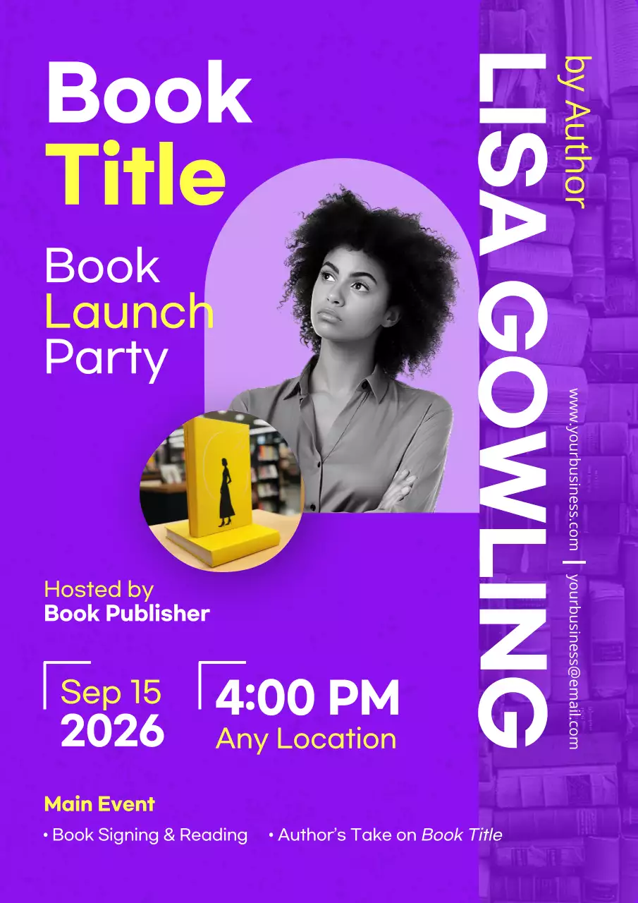 Purple Modern Book Event Invitation Poster