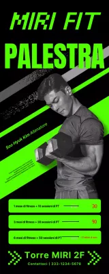 Poster e striscioni per allenatori di palestra dai colori neon e dal ritmo incalzante