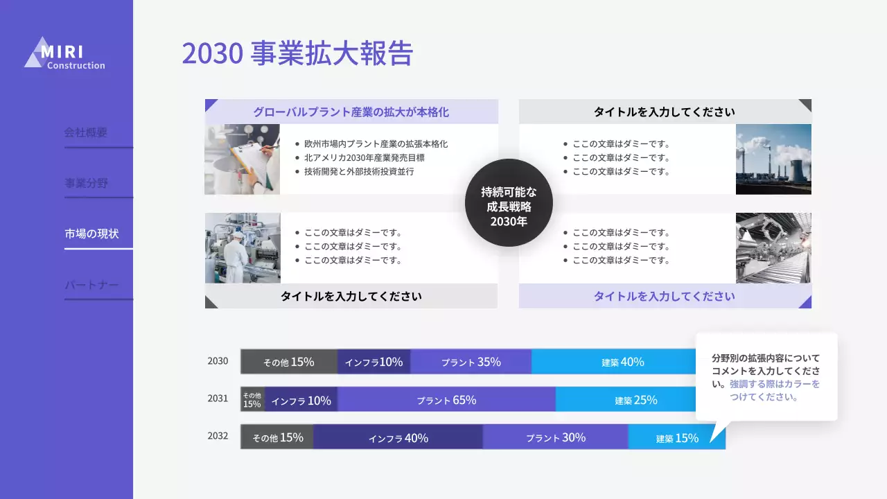 紫のモダンなビジネスプレゼンテーションレポート