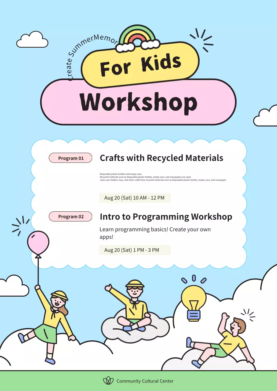 Poster thông báo về Hội thảo Blue Playful Kids