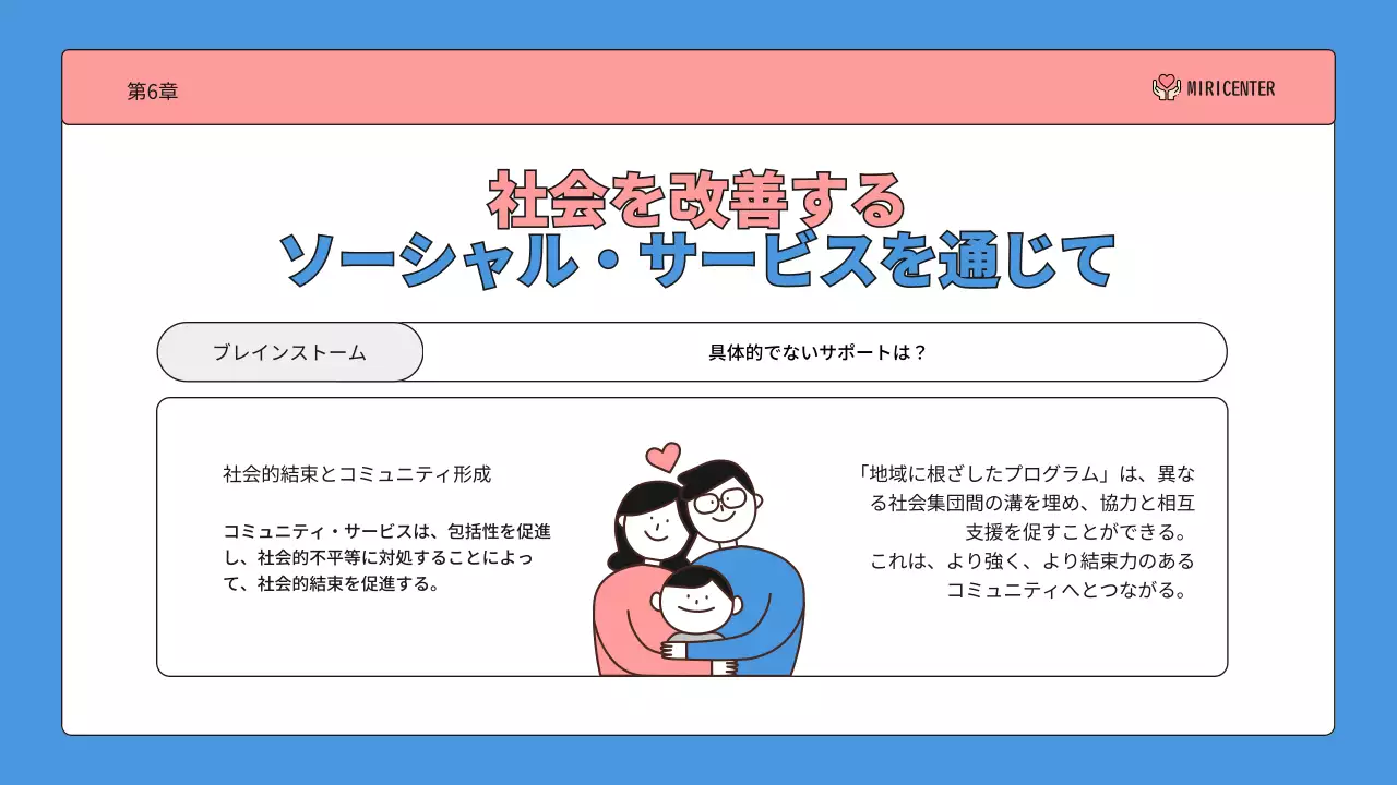 青 シンプル ボランティア 資料 プレゼンテーション