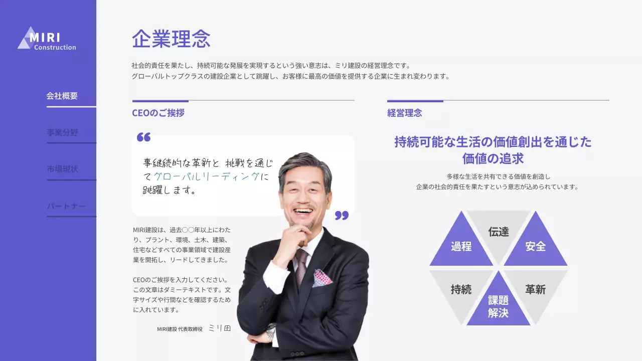 紫のモダンなビジネスプレゼンテーションレポート