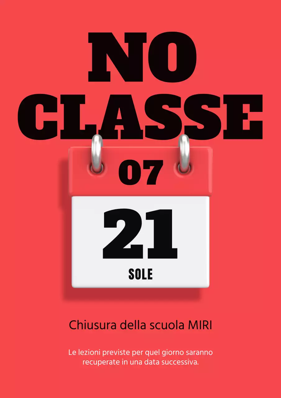 Un semplice avviso di chiusura della scuola in rosso e nero