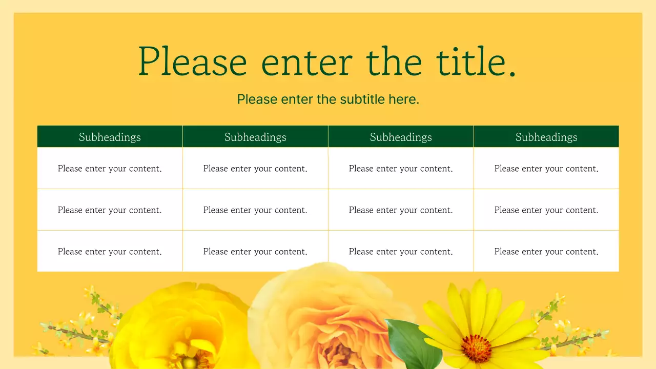 노란색 꽃 꽃 프레젠테이션