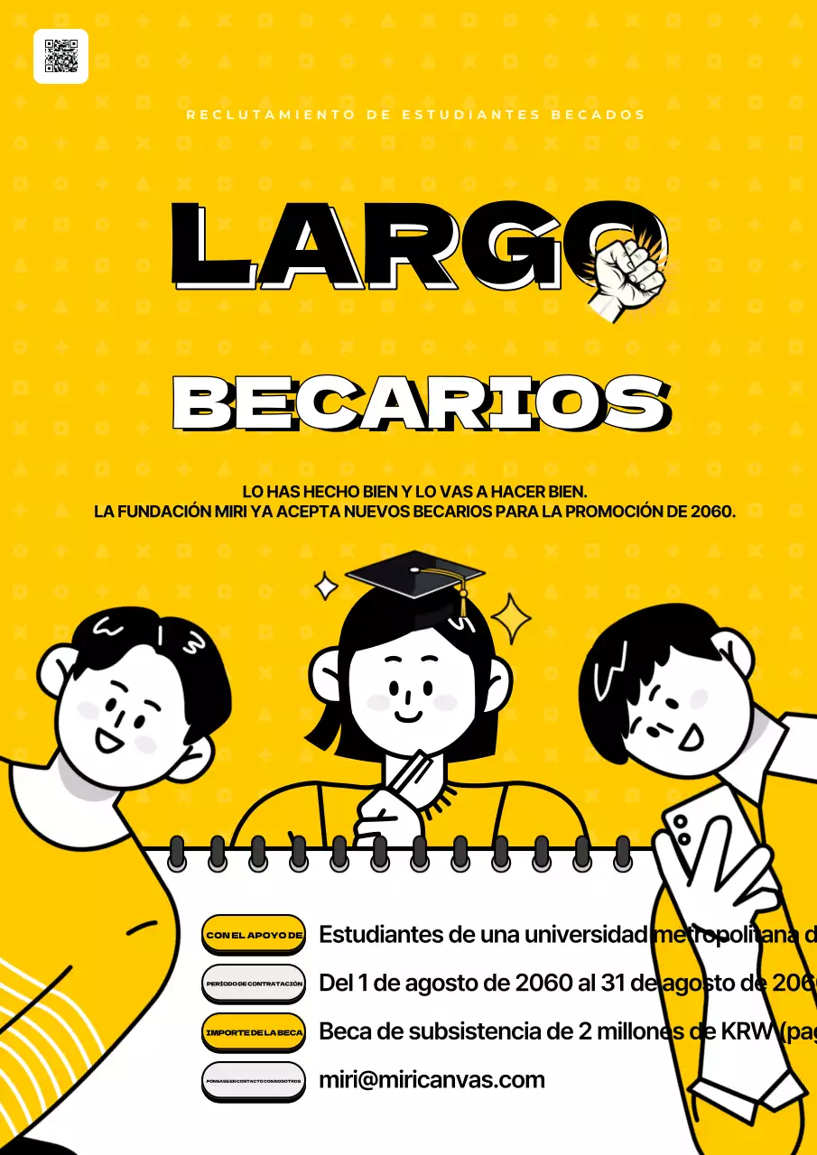 Anuncio de selección de beca universitaria de estilo acentuado en amarillo y negro