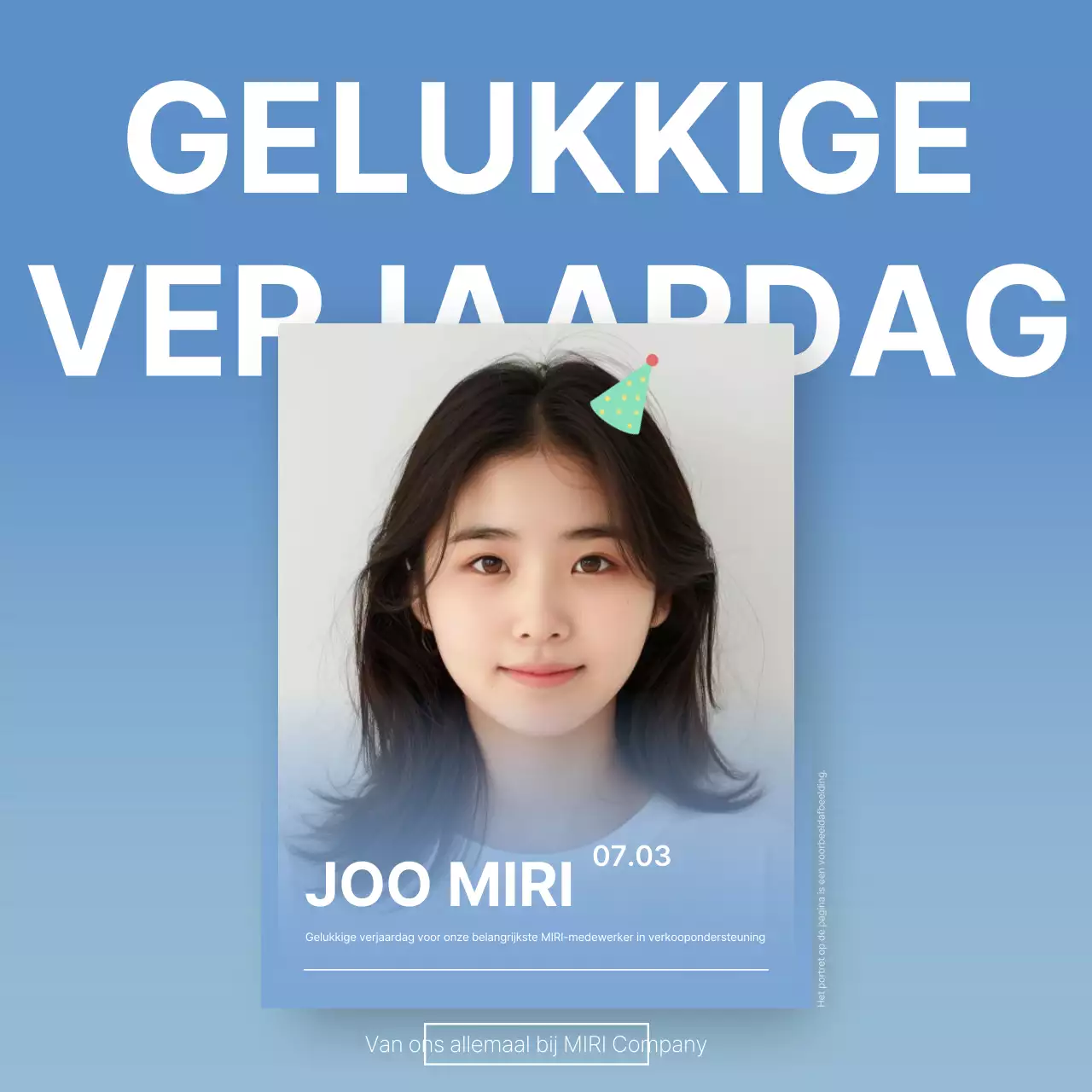 Trendy verjaardag pop-up in lichtblauw en wit