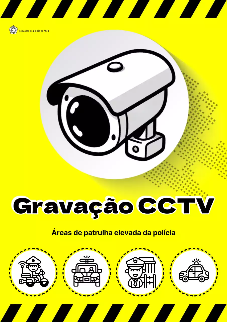 Promover as gravações de CCTV com arte pop em amarelo e preto