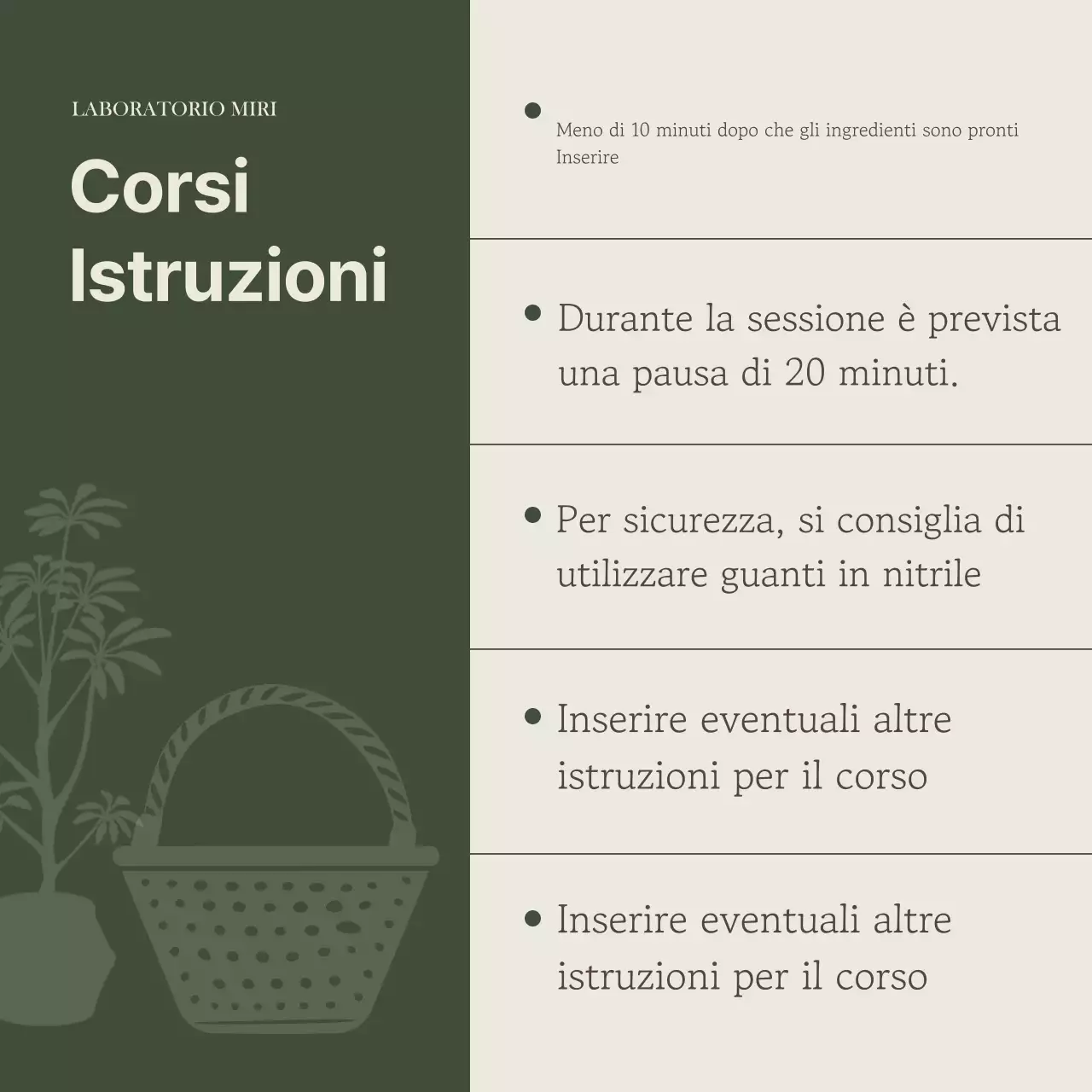 Promuovete un semplice corso di un giorno in kaki e beige.