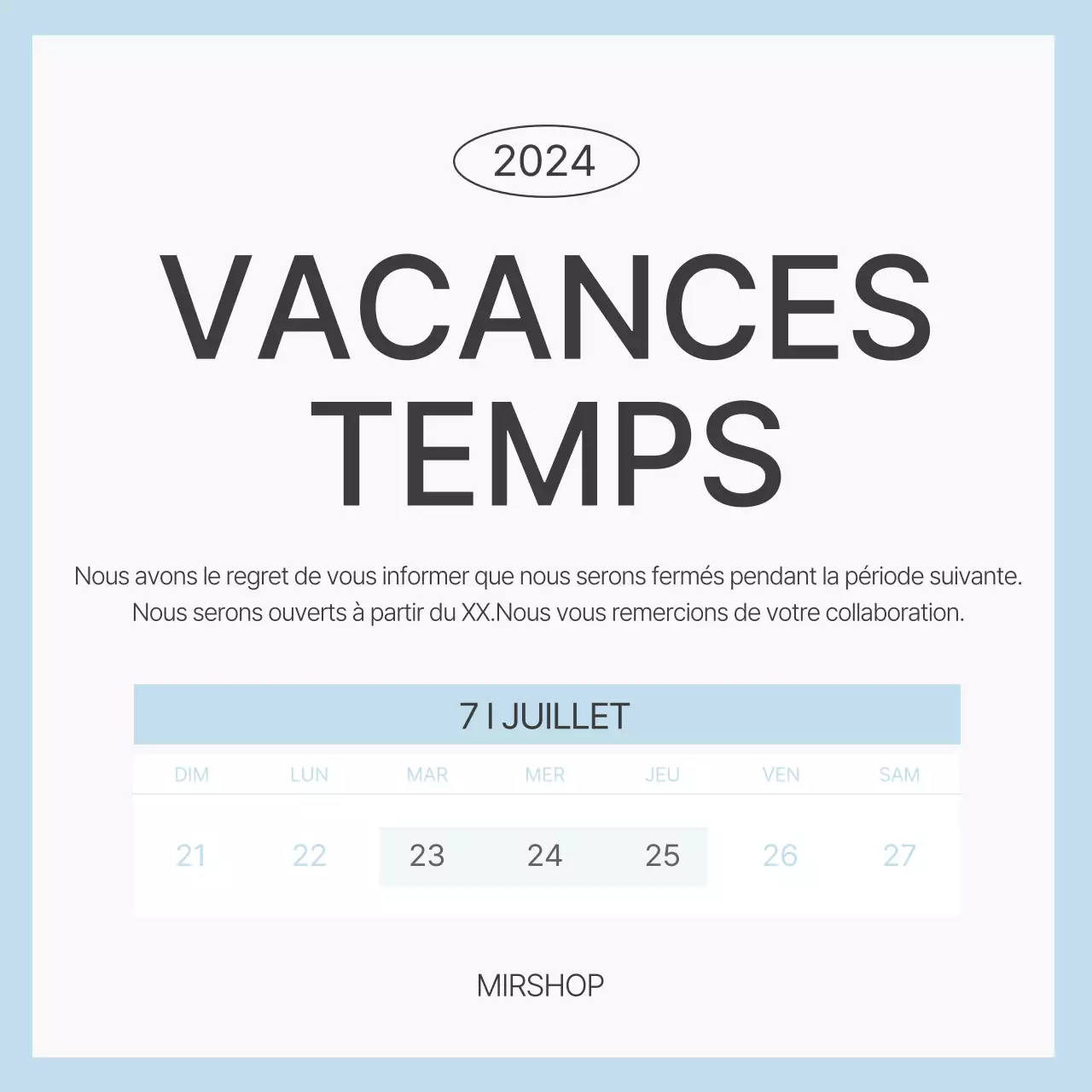 Offres de vacances simples en bleu clair