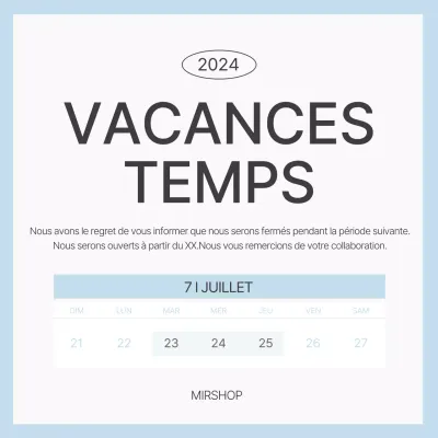 Offres de vacances simples en bleu clair