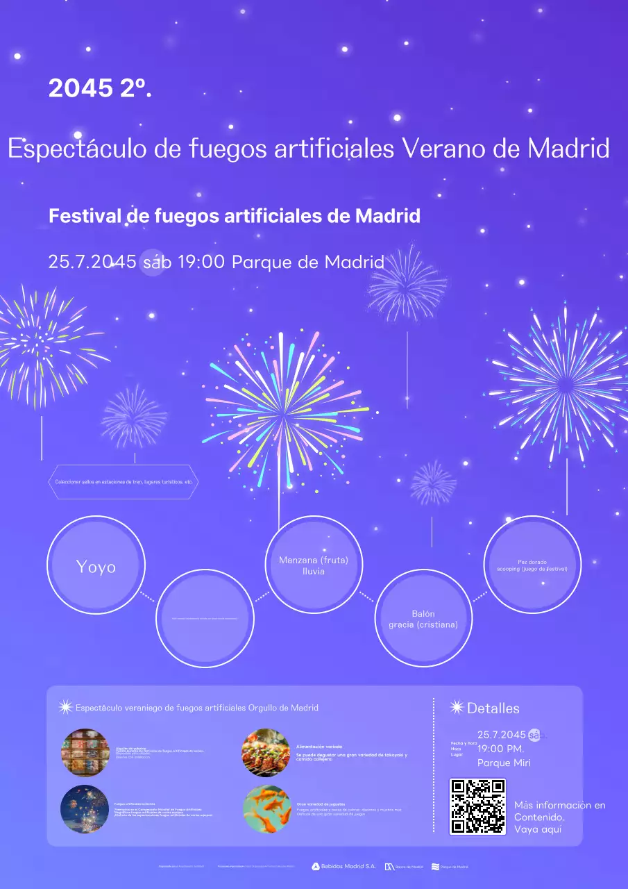 Promoción para festivales de verano con un concepto púrpura, brillante y colorido
