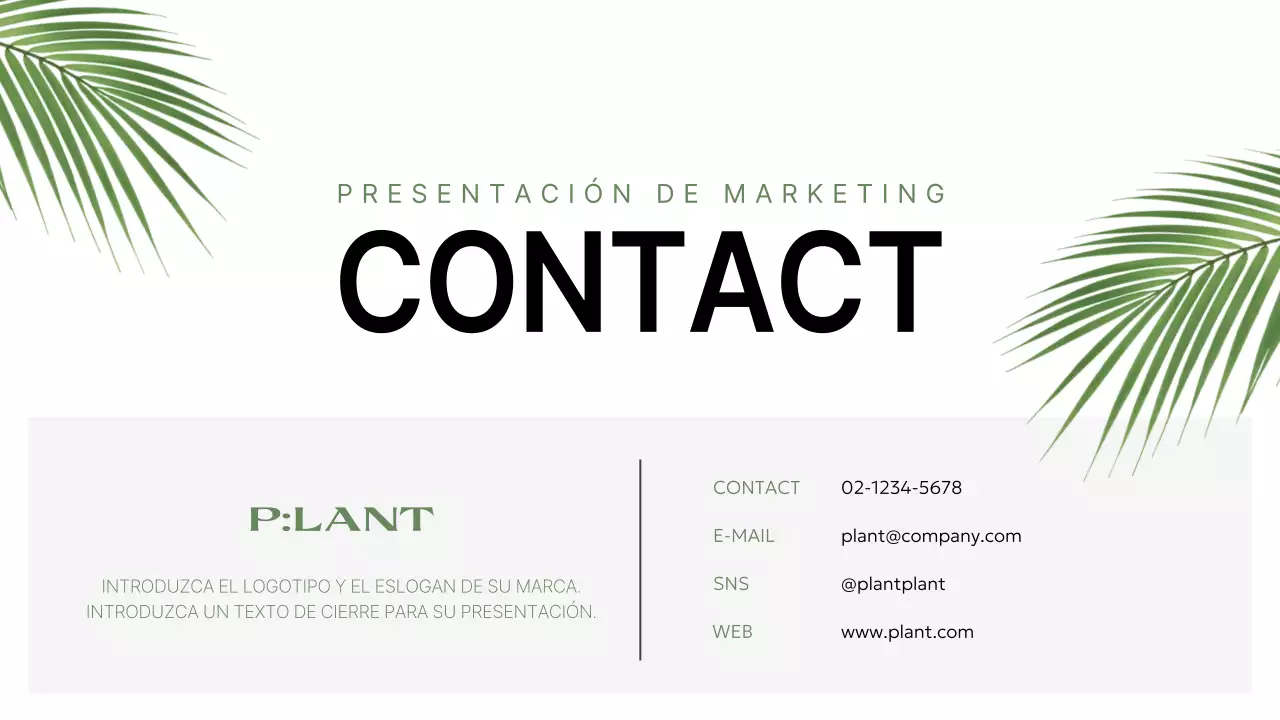 Un perfil de empresa sencillo, de marca, verde y blanco