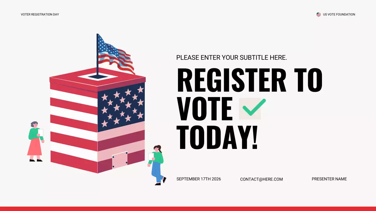 Red Simple Voter Registration Guide Presentation