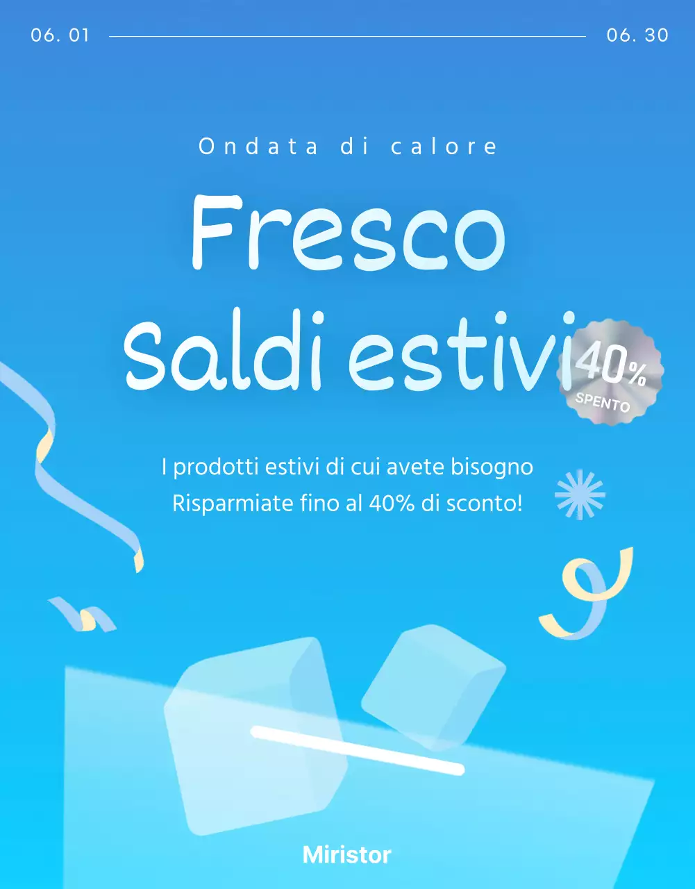 Promuovere una moderna vendita estiva in blu e azzurro